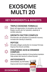 PETITRA Exosome Multi 20 (5ml x 5 Vials) | Triple Stem Cell Exosome Skin Booster for Regeneration & Brightening - KRKOCO
